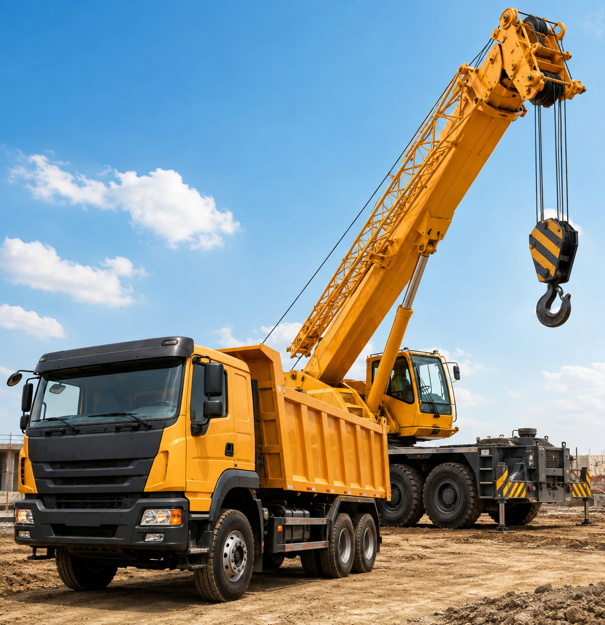 Dump Trucks & Cranes
